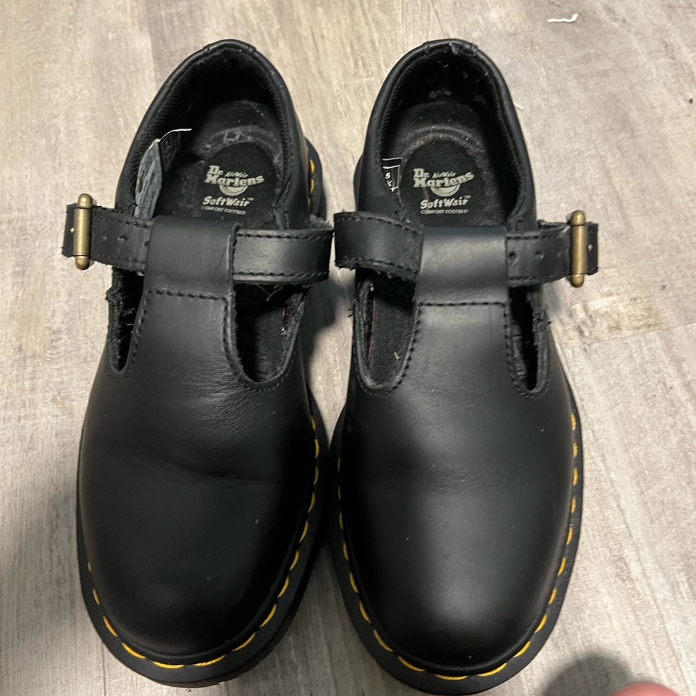 Dr. Martens Black Dress Shoes with T-Strap Design